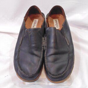 Olukai Moloa Slipper Mens 10 1/2 Black Leather Slip On Comfort Shoes Casual